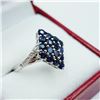 Image 2 : STERLING SILVER NATURAL BLUE & WHITE SAPPHIRE RING, 18 SAPPHIRE (0.82CTS), W/A $425.00, SIZE 7, SAPP