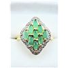 Image 1 : STERLING SILVER YELLOW GOLD TONE PLATED NATURAL EMERALD & WHITE SAPPHIRE RING, 9 EMERALD (0.54CTS), 