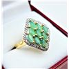 Image 2 : STERLING SILVER YELLOW GOLD TONE PLATED NATURAL EMERALD & WHITE SAPPHIRE RING, 9 EMERALD (0.54CTS), 