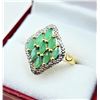 Image 3 : STERLING SILVER YELLOW GOLD TONE PLATED NATURAL EMERALD & WHITE SAPPHIRE RING, 9 EMERALD (0.54CTS), 