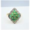 Image 4 : STERLING SILVER YELLOW GOLD TONE PLATED NATURAL EMERALD & WHITE SAPPHIRE RING, 9 EMERALD (0.54CTS), 