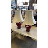 Image 1 : PAIR OF PORCELAIN TABLE LAMPS WITH SHADES