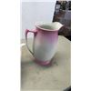 Image 3 : PINK/WHITE ENGLISH JUG AND BOWL SET