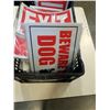 Image 2 : BOX OF OVER 300 VARIOUS NEW SIGNS: BEWARE OF DOG, EXIT, NO PARKING AND MORE