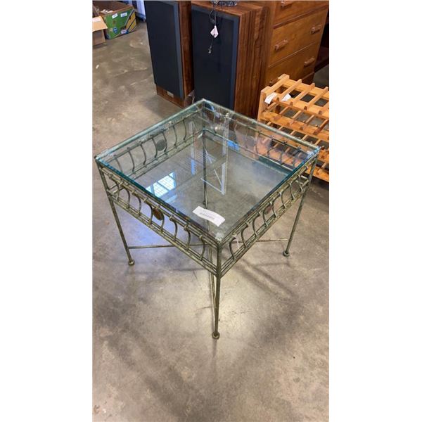WROUGHT IRON BASE GLASSTOP TABLE