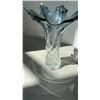 Image 8 : HAND PAINTED PORCELAIN LAMP, PLANEL GLASS VASE AND CRYSTAL VASE