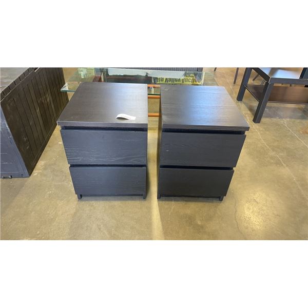 PAIR OF BLACK IKEA 2 DRAWER NIGHTSTANDS