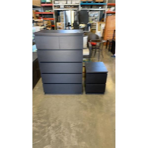 BLACK IKEA 6 DRAWER DRESSER AND 2 DRAWER NIGHTSTAND