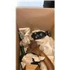 Image 2 : BOX OF WOOD FIGURES AND VASE