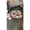 Image 2 : HAND PAINTED UMBRELLA STAND WITH UMBRELLAS, CANES AND SMALL CHAIR
