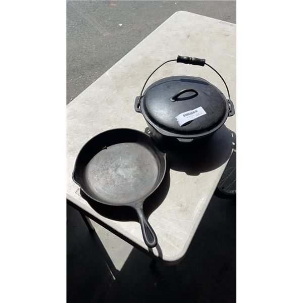 CAST IRON POT WITH LID AND PAN