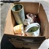Image 1 : BOX OF CERAMIC PLANTERS, UMBRELLA STAND AND MORE