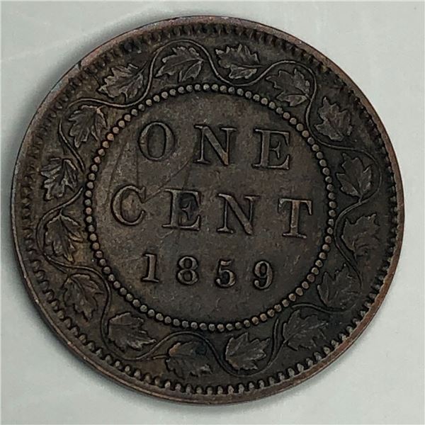 Canadian Large Cent 1859 RePunched I EF+ 94