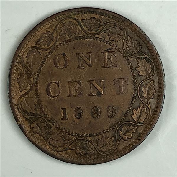 Canadian Large Cent 1899 AU-UNC RED Double 9's #2 182