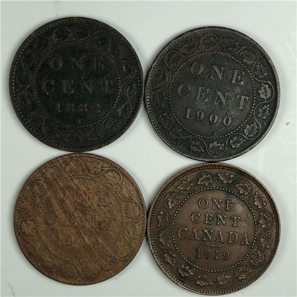 Group of 4 Canadian Large Cents 318