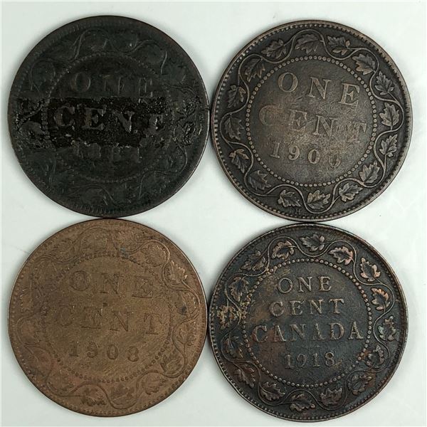 Group of 4 Canadian Large Cents 320