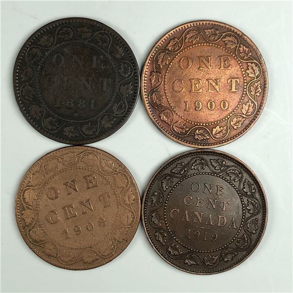 Group of 4 Canadian Large Cents 321