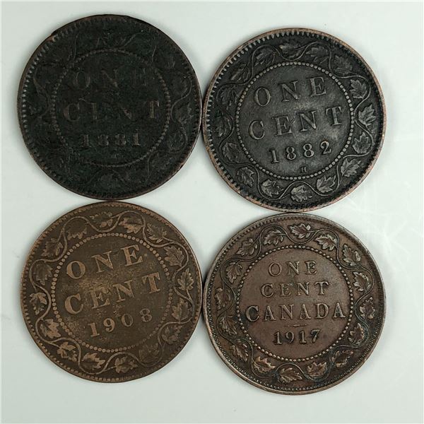 Group of 4 Canadian Large Cents 322