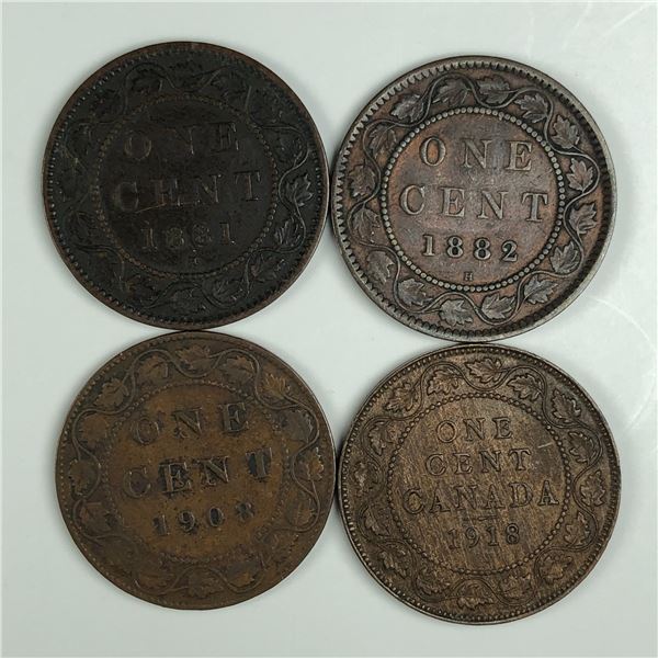 Group of 4 Canadian Large Cents 323