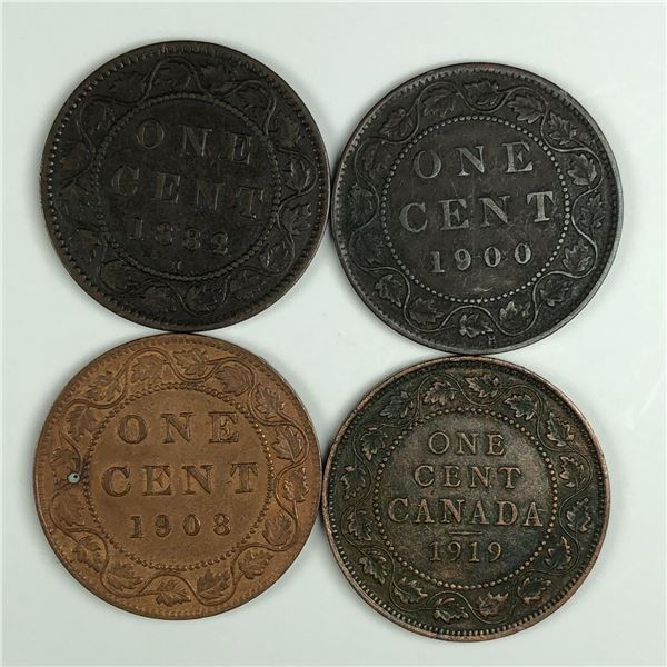 Group of 4 Canadian Large Cents 325