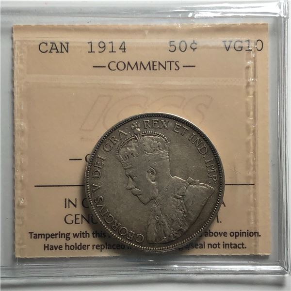 1914 King George V 50 Cents ICCS VG-10