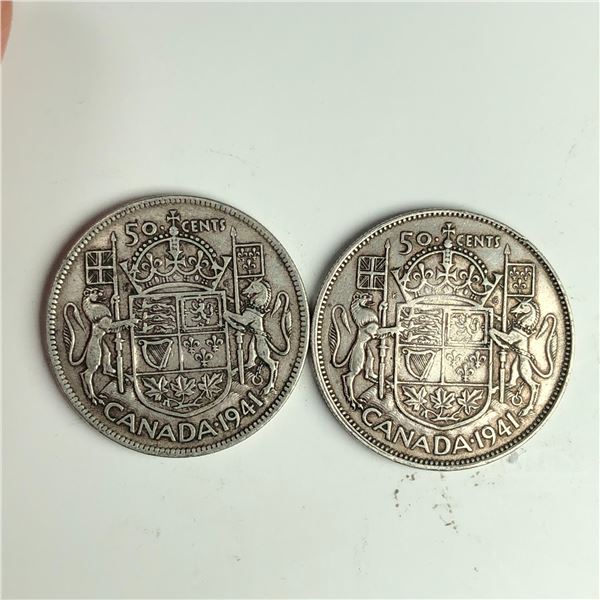 Group Lot of 2 King George V 50 Cents