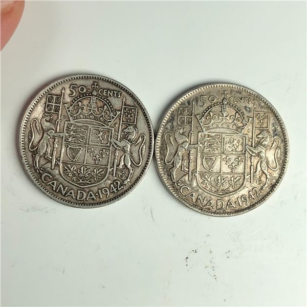 Group Lot of 2 King George V 50 Cents