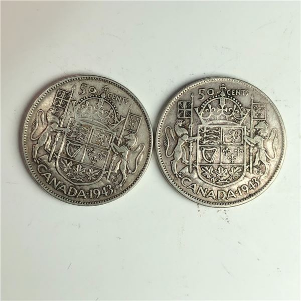 Group Lot of 2 King George V 50 Cents