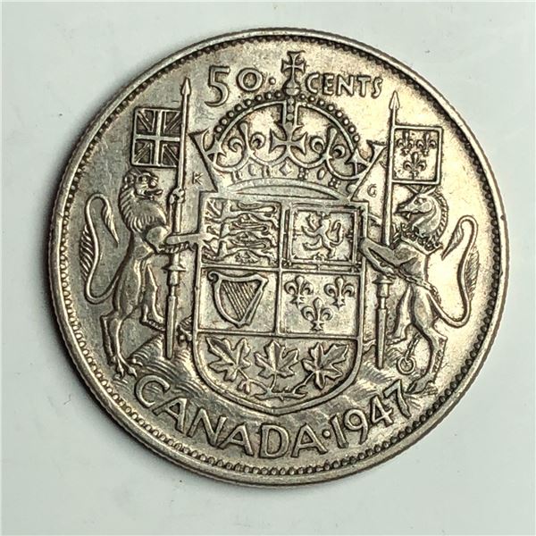 1947 King George VI 50 Cents Curved R 7