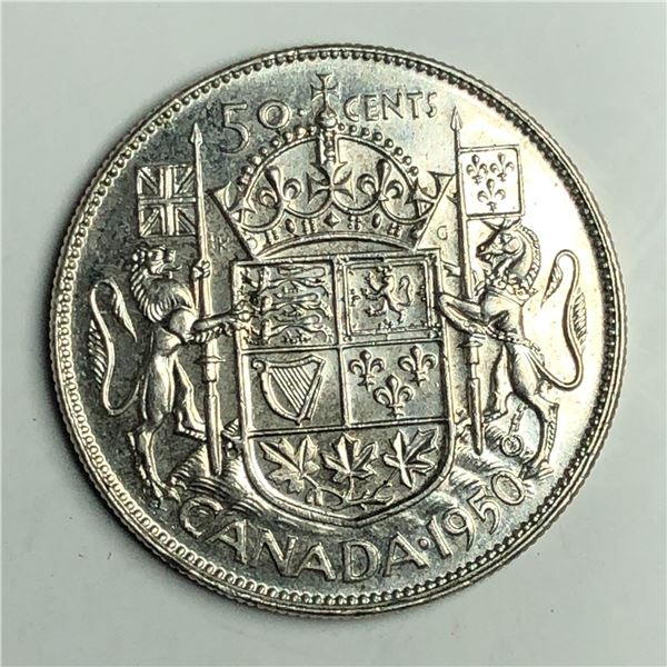 1950 King George VI 50 Cents Half Design UNC
