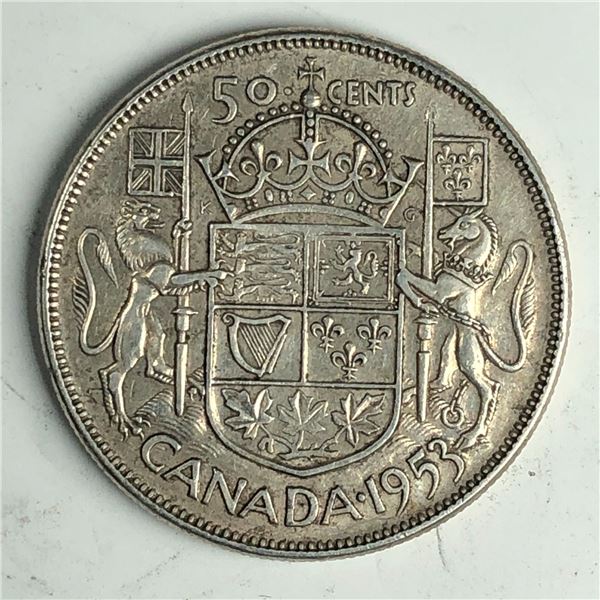 1953 Queen Elizabeth 50 Cents Large Date