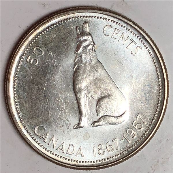 1967 Queen Elizabeth 50 Cents UNC Blast White