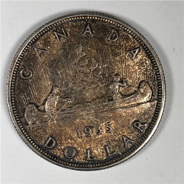 1935 King George V Canadian Silver Dollar UNC Choice Golden Tones