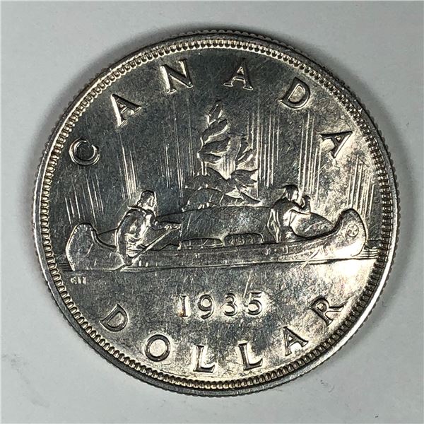 1935 King George V Canadian Silver Dollar AU