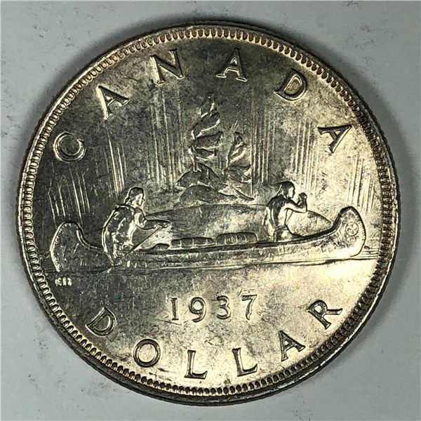 1937 King George VI Canadian Silver Dollar UNC 389