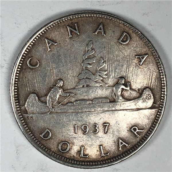 1937 King George VI Canadian Silver Dollar UNC DBL-HP 390