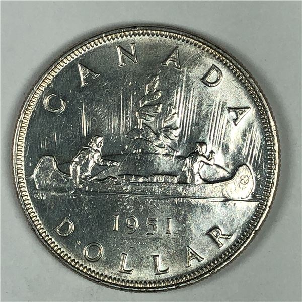 1951 King George VI Canadian Silver Dollar UNC