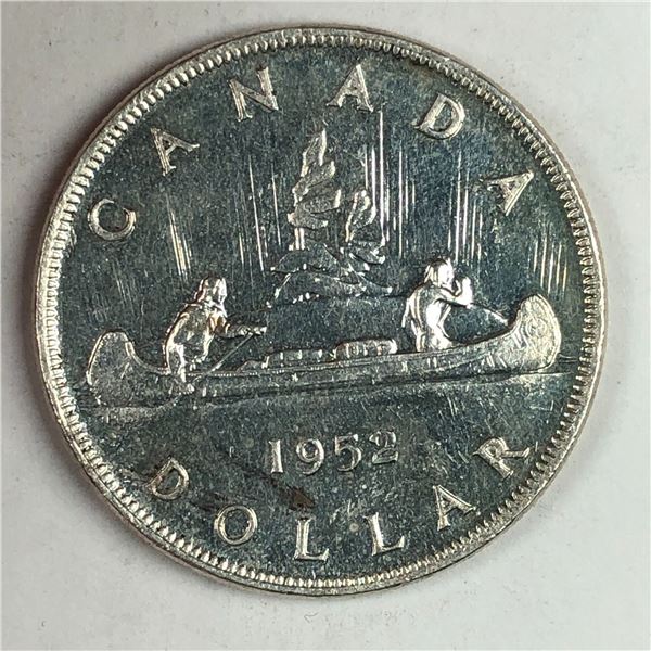 1952 King George VI Canadian Silver Dollar FWL UNC