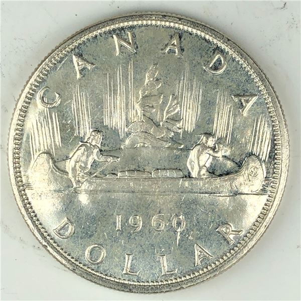 1960 Queen Elizabeth II Canadian Silver Dollar UNC