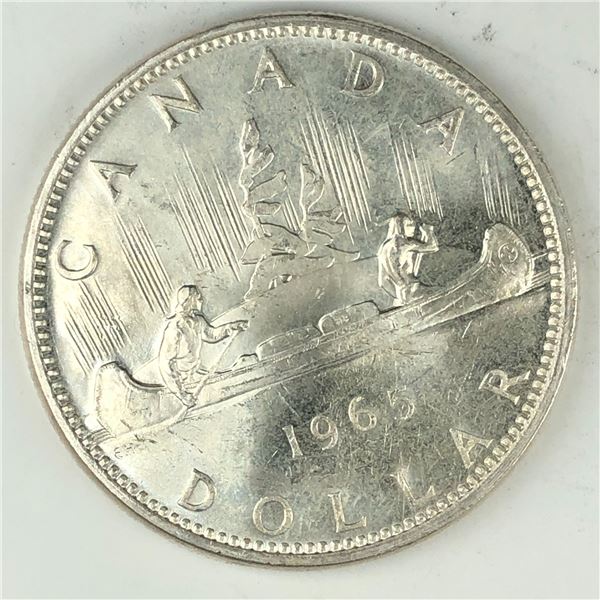 1965 Queen Elizabeth II Canadian Silver Dollar UNC