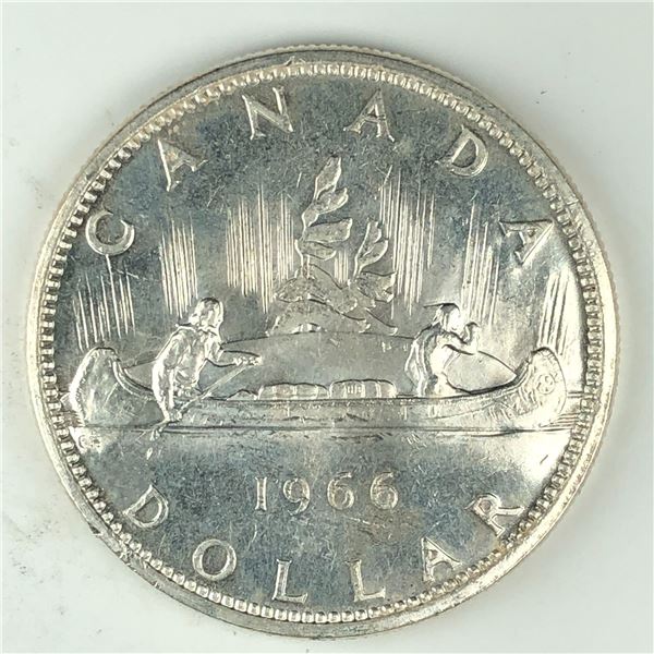 1966 Queen Elizabeth II Canadian Silver Dollar UNC