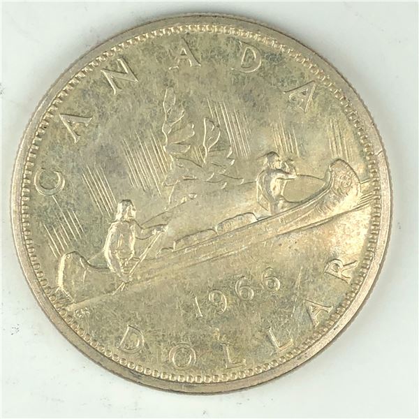 1966 Queen Elizabeth II Canadian Silver Dollar UNC