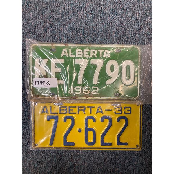2 Vintage Alberta License Plates