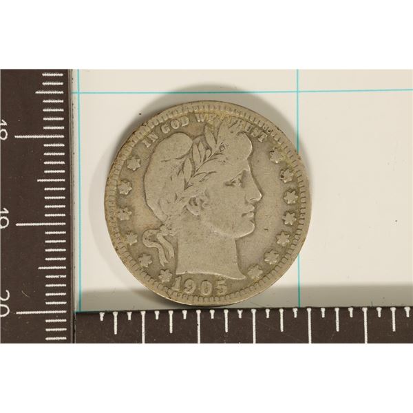 (SEMI-KEY)1905-S SILVER BARBER QUARTER