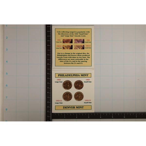 1960 FOUR MAJOR VARIETIES OF LINCOLN CENTS WITH