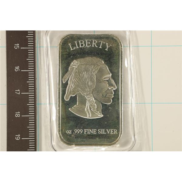 1 TROY OZ .999 FINE SILVER PF INGOT "INDIAN /
