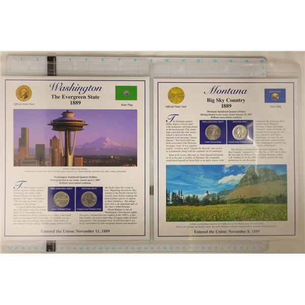 2 BRILLIANT UNC QUARTER SETS ON LARGD INFO CARDS