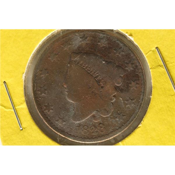 1828 US LARGE CENT (SMALL RIM BUMPS ON REVERSE)