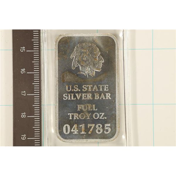 1 TROY OZ .999 FINE SILVER PF INGOT US STATE SILV.