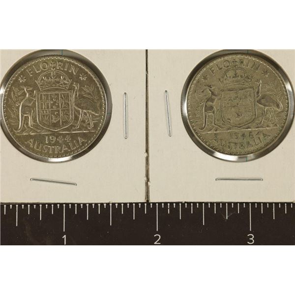1944 & 1946 AUSTRALIA SILVER 1 FLORIN .1818 OZASW